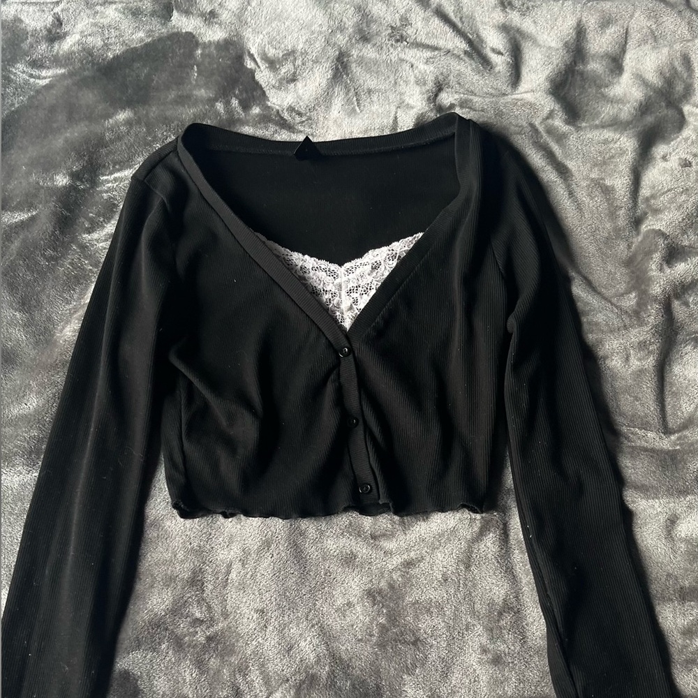 Black Button-Up Women's Top